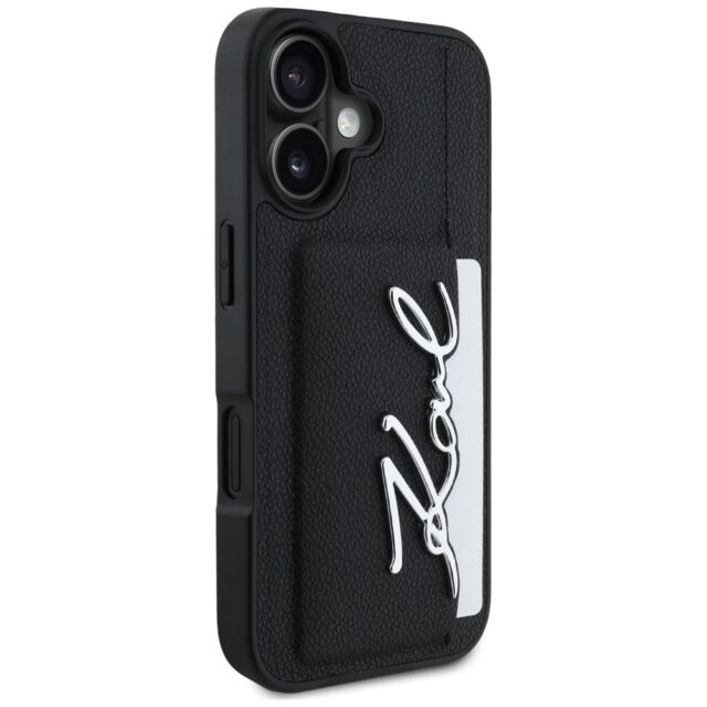 Case Karl Lagerfeld HC Grained PU Cardslot Metal Signature to iPhone 16 black - imagine 4