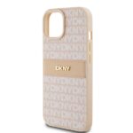 DKNY DKHCP15MPRTHSLP iPhone 15 Plus / 14 Plus 6.7 inch pink hardcase Leather Mono Stripe & Metal Log - imagine 6