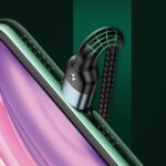 USAMS Braided U48 Lightning Cable 1.2m 2A Fast Charging with LED green SJ423USB02 (US-SJ423) - imagine 7