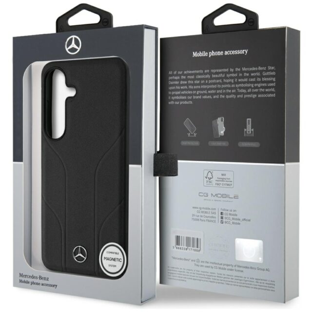 Mercedes Leather Debossed Lines MagSafe Case for Samsung Galaxy S25+ Black - imagine 8