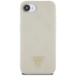 Case Guess Grained Hot Stamp Peony Triangle Logo MagSafe for iPhone 16e beige - imagine 3
