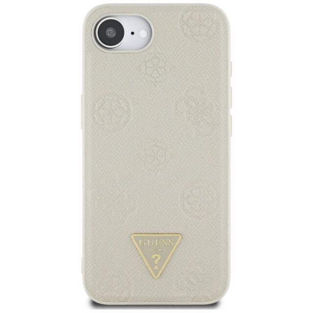 Case Guess Grained Hot Stamp Peony Triangle Logo MagSafe for iPhone 16e beige - imagine 3