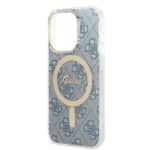 Guess Set GUBPP14XH4EACSB Case+ Charger iPhone 14 Pro Max 6,7" blue hard case 4G Print M - imagine 5