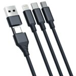 3MK Hyper Cable 3w1 USB-A/USB-C -USB-C/Micro/Lightning 1.5m Black cable - imagine 2