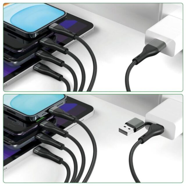 Kabel USB-C/USB-A 4smarts 4w1 1.2m       czarny - imagine 3