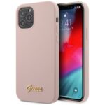 Guess GUHCP12MLSLMGLP iPhone 12/12 Pro 6,1" light pink hardcase Silicone Script Gold Logo
