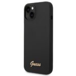 Guess GUHCP14SSLSMK iPhone 14 / 15 / 13 6.1" black hard case Silicone Vintage Gold Logo - imagine 2