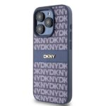 DKNY DKHCP15LPRTHSLB iPhone 15 Pro 6.1 inch blue hardcase Leather Mono Stripe & Metal Logo - imagine 2