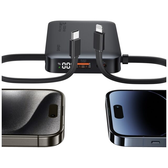 Powerbank USAMS XR Series CD228 10000mAh 20W + USB-C/Lightning cable black - imagine 5