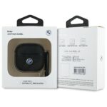 BMW BMA4SSLBK AirPods 4 cover black Geniune Leather Silver Logo - imagine 3