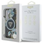 Case Guess Glitter Flowers Triangle Buttons MagSafe for Samsung Galaxy S25 black - imagine 8