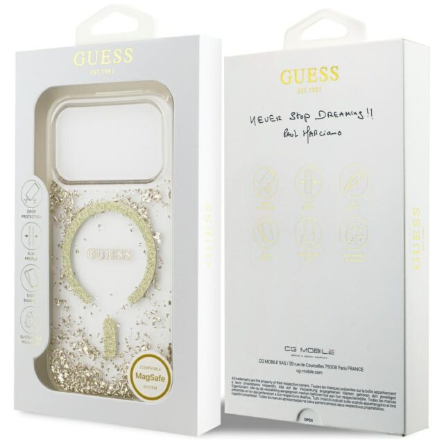 Guess Resin Bottom Glitter MagSafe case for iPhone 17 Pro gold - imagine 8