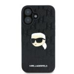 Karl Lagerfeld KLHCP16SPGKLKIPK iPhone 16 6.1" black hardcase Monogram Karl Head Pin - imagine 3