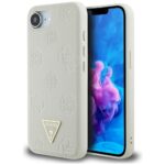 Case Guess Grained Hot Stamp Peony Triangle Logo MagSafe for iPhone 16e beige