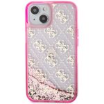Guess GUHCP14SLC4PSGP iPhone 14 / 15 / 13 6.1" pink hardcase Liquid Glitter 4G Transculent - imagine 3