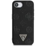 Case Guess Grained Hot Stamp Peony Triangle Logo MagSafe for iPhone 16e black - imagine 3