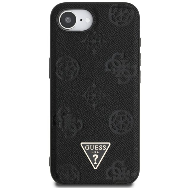 Case Guess Grained Hot Stamp Peony Triangle Logo MagSafe for iPhone 16e black - imagine 3