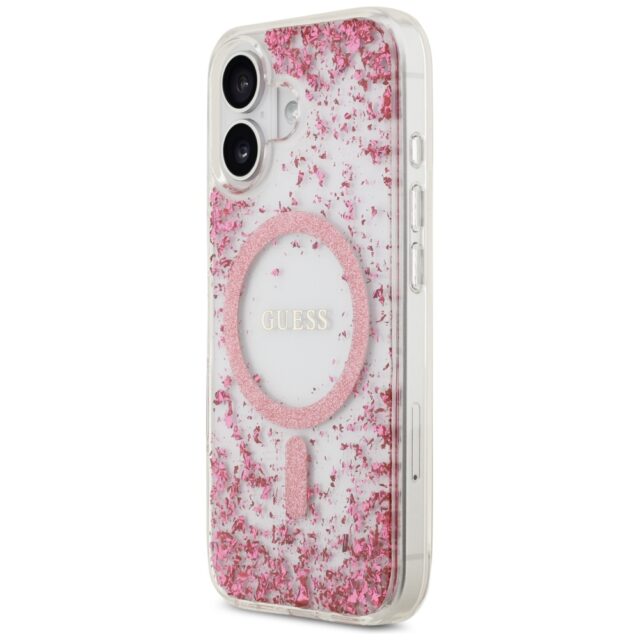 Guess Resin Bottom Glitter MagSafe Case for iPhone 17 Pink - imagine 2