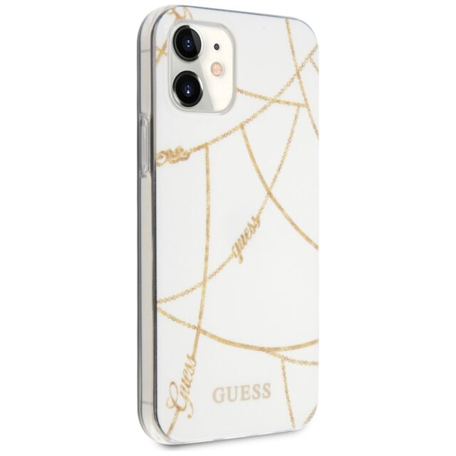 Guess GUHCP12SPCUCHWH iPhone 12 mini 5,4" white hardcase Gold Chain Collection - imagine 4