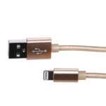 Extralink | Lightning cable | for IPHONE, max. 2A, rice cotton mesh, 1m, gold