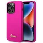 Guess GUHCP14LSLSMF iPhone 14 Pro 6,1" fuschia hard case Silicone Vintage Gold Logo