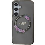 Guess GUHMS24SHFWFCK S24 S921 black hardcase IML Flowers Wreath MagSafe - imagine 3