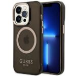 Guess GUHMP14LHTCMK iPhone 14 Pro 6,1" black hard case Gold Outline Translucent MagSafe