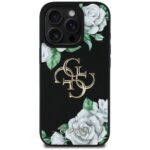Case Guess Grained Roses Big 4G logo for iPhone 16 Pro Max black - imagine 3