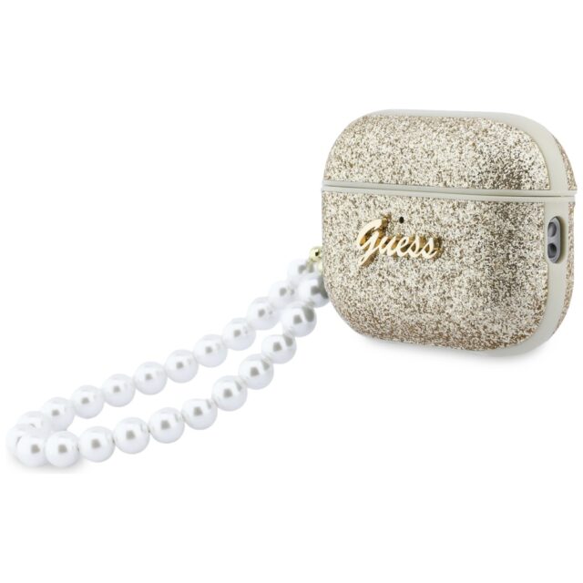 Case Guess Glitter Pearl Strap for  AirPods Pro 3 gold - imagine 3