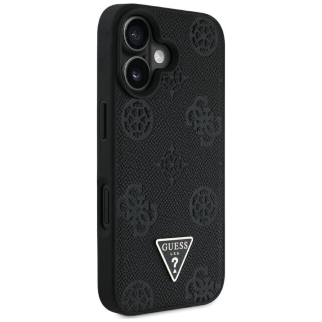 Case Guess Grained Hot Stamp Peony Triangle Logo MagSafe for iPhone 16 black - imagine 4