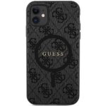 Guess GUHMN61G4GFRK iPhone 11 6.1" / Xr black hardcase 4G Collection Leather Metal Logo MagSaf - imagine 3