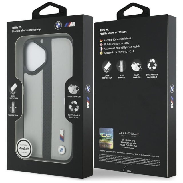 Case BMW M Perforated Stripe Logo MagSafe for iPhone 17 gray - imagine 8