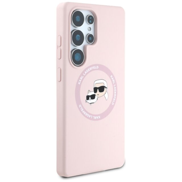 Case Karl Lagerfeld Silicone Double Heads And Circle MagSafe Samsung Galaxy S25 Ultra pink - imagine 4