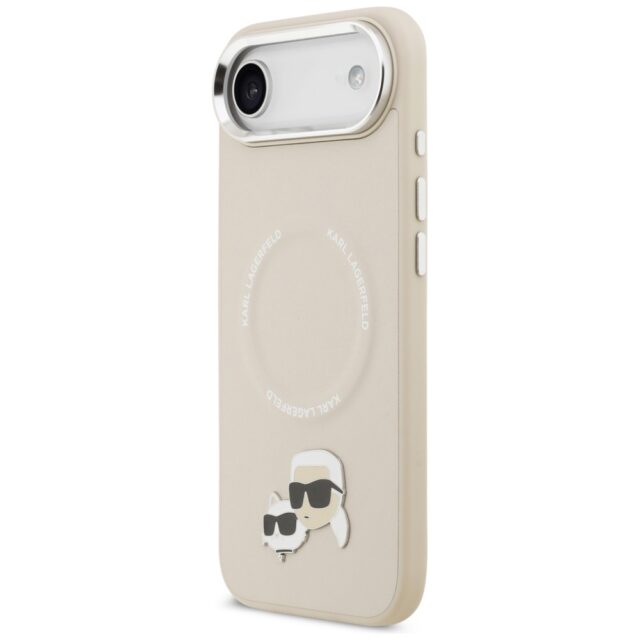 Karl Lagerfeld Karl & Choupette Pins MagSafe Case for iPhone Air Beige - imagine 2
