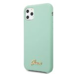 Guess GUHCN65LSLMGG iPhone 11 Pro Max green hard case Silicone Vintage Gold Logo - imagine 2