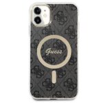 Guess Set GUBPN61H4EACSK Case + Charger iPhone 11 6.1" Black Hard Case 4G Print MagSafe - imagine 3