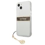 Guess GUHCP13MKB4GBR iPhone 13 / 14 / 15 6,1" Transparent hardcase 4G Brown Strap Charm - imagine 2