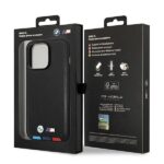 BMW BMHMP14L22PTDK iPhone 14 Pro 6,1" black Leather Stamp Tricolor Magsafe - imagine 8