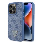 Guess GUHCP15LP4TDPB iPhone 15 Pro 6.1" blue hardcase Leather 4G Triangle Strass