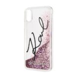 Karl Lagerfeld KLHCPXTRKSIGPI iPhone X/Xs pink hard case Signature Liquid Glitter Stars - imagine 3