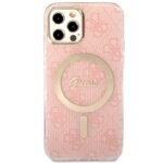 Guess Set GUBPP12MH4EACSP Case+ Charger iPhone 12/12 Pro pink hard case 4G Print MagSafe - imagine 3