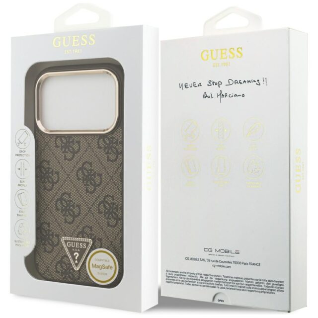 Case Guess 4G Triangle Logo MagSafe for iPhone 17 Pro brown gold - imagine 8