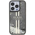 Guess GUHCP15XLFCSEGK iPhone 15 Pro Max 6.7" black hardcase Liquid Glitter Gold Stripes - imagine 3
