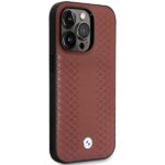 BMW BMHMP14L22RFGR case iPhone 14 Pro 6.1" burgundy/burgundy Leather Diamond Pattern MagSafe - imagine 4