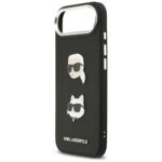 Karl Lagerfeld FW Grained Karl & Choupette Heads Pins & Logo Case for iPhone Air Black - imagine 6