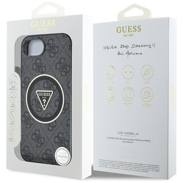 Case Guess IML Metal Glitter 4G Circle Triangle MagSafe for iPhone 16e black - imagine 8