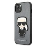 Karl Lagerfeld KLHCP13MOKPG iPhone 13 / 14 / 15 6,1" silver hardcase Saffiano Ikonik Karl`s Patch - imagine 2
