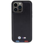 Case BMW BMHCP15X22PTDK iPhone 15 Pro Max 6.7" black Leather Stamp Tricolor - imagine 3