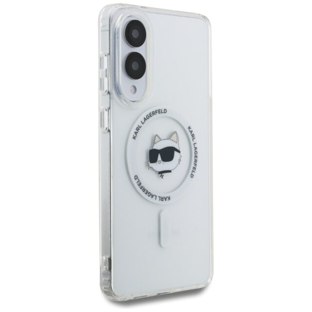 Case Karl Lagerfeld Button Choupette Head Printed Logo MagSafe for Samsung Galaxy S25 Edge white - imagine 4