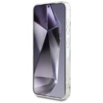 Case Guess Glitter Flowers Triangle Buttons MagSafe for Samsung Galaxy S25 white - imagine 5